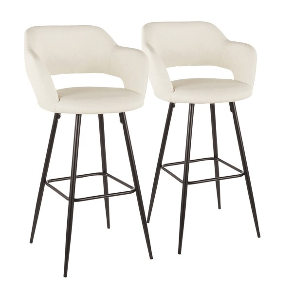 Lumisource Margarite Barstool in Black Metal and Cream Faux Leather, PK 2 - B30-MARG BK+CR2