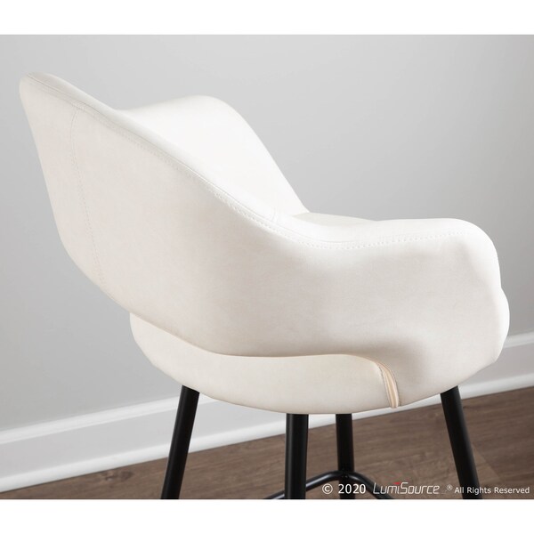 Lumisource Margarite Barstool in Black Metal and Cream Faux Leather, PK 2 - B30-MARG BK+CR2