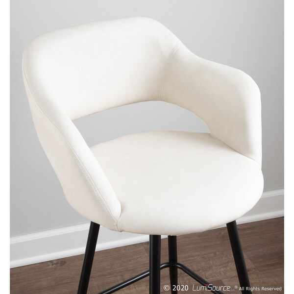 Lumisource Margarite Barstool in Black Metal and Cream Faux Leather, PK 2 - B30-MARG BK+CR2