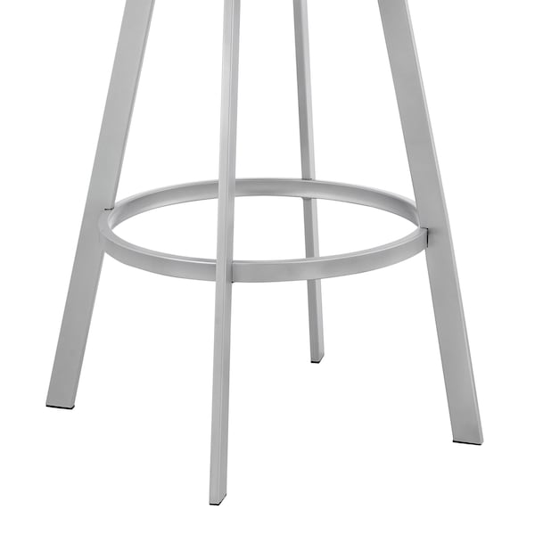 Armen Living Scranton 26" Swivel White Faux Leather and Silver Metal Bar Stool - 795044878219