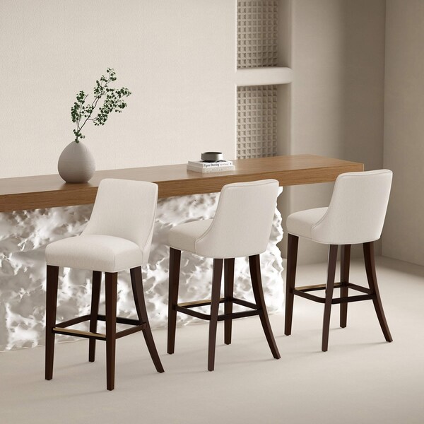 Manhattan Comfort Beever Barstool in Cream - Set of 3 - 3-BS027-CR