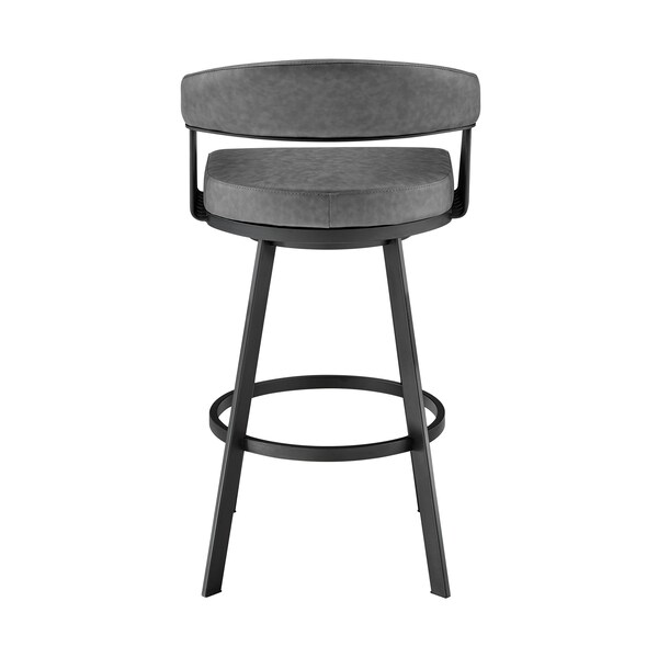 Armen Living Chelsea 29" Swivel Bar Stool with Matte Black Finish and Vintage Gray Faux Leather - LCCSBAMBVG30