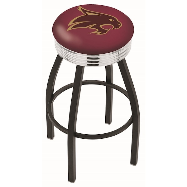 Holland Bar Stool Co 25" Blk Wrinkle Texas State Swivel Bar Stool, Chrome Ring - L8B3C25TEXSST
