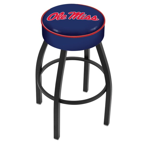 Holland Bar Stool Co 30" 4" Ole' Miss Cushion Seat, Blk Wrinkle Base Swivel Bar Stool - L8B130MSSPPU