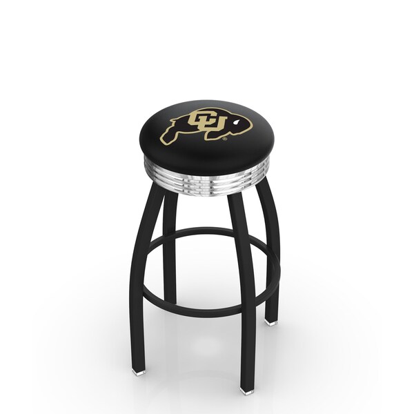 Holland Bar Stool Co 30" Blk Wrinkle Colorado Swivel Bar Stool, Chrome Ring - L8B3C30COLOUN