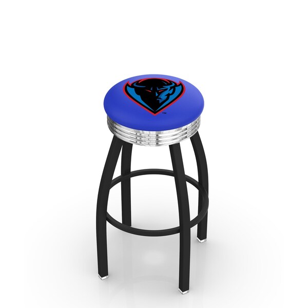 Holland Bar Stool Co 25" Blk Wrinkle DePaul Swivel Bar Stool, Chrome Ring - L8B3C25DEPAUL