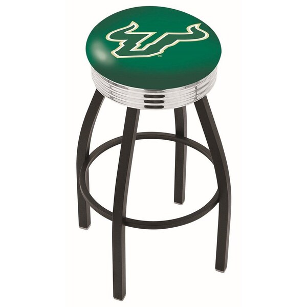Holland Bar Stool Co 25" Blk Wrinkle South Florida Swivel Bar Stool, Chrome Ring - L8B3C25SOUFLA