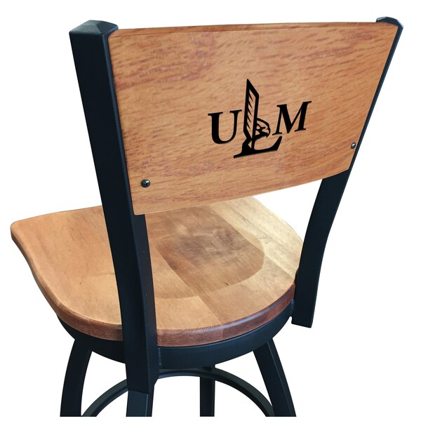 Holland Bar Stool Co 25" Blk Wrinkle Louisiana-Monroe Swivel Bar Stool, Laser Engraved Back - L03825BWMEDMPLALA-MONMEDMPL