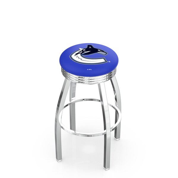 Holland Bar Stool Co 25" Chrome Vancouver Canucks Swivel Bar Stool, Accent Ring - L8C3C25VANCAN