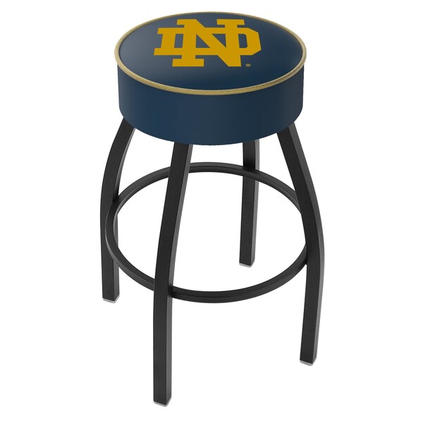 Holland Bar Stool Co 30" 4" Notre Dame (ND) Cushion Seat, Blk Wrinkle Base Swivel Bar Stool - L8B130ND-ND