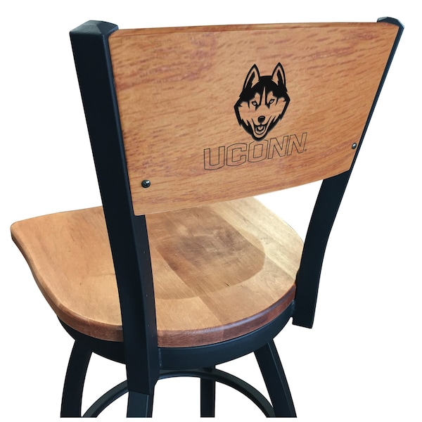 Holland Bar Stool Co 25" Blk Wrinkle Connecticut Swivel Bar Stool, Laser Engraved Back - L03825BWMEDMPLACONNUNMEDMPL