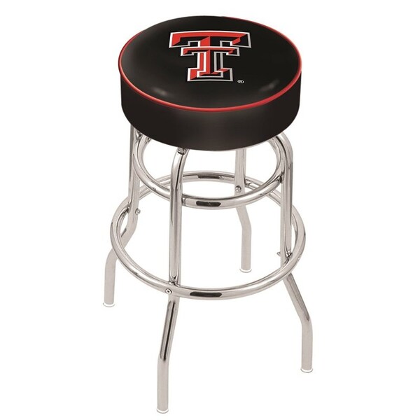 Holland Bar Stool Co 25" Texas Tech Cushion Seat, 2-Ring Chrome Swivel Bar Stool - L7C125TXTECH
