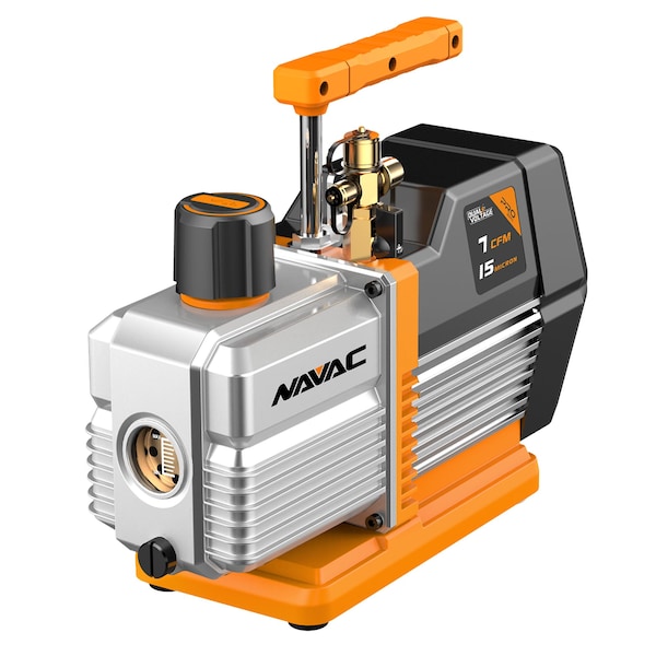 Navac Vacuum Pump, 7 CFM, 2-Stage, 15 Microns, Dual Voltage - NP7DP