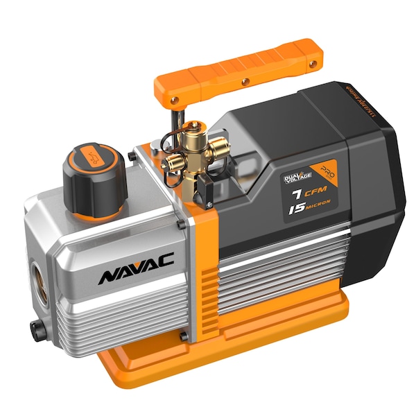 Navac Vacuum Pump, 7 CFM, 2-Stage, 15 Microns, Dual Voltage - NP7DP
