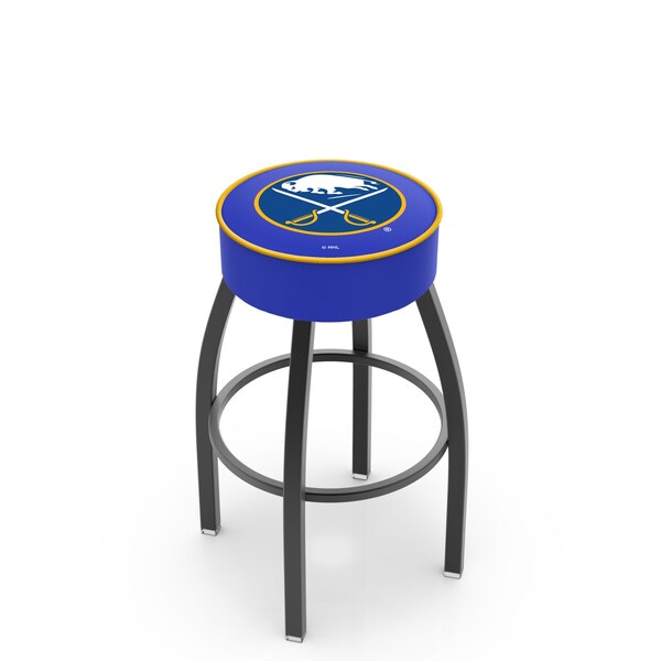 Holland Bar Stool Co 25" 4" Buffalo Sabres Cushion Seat, Blk Wrinkle Base Swivel Bar Stool - L8B125BUFSAB