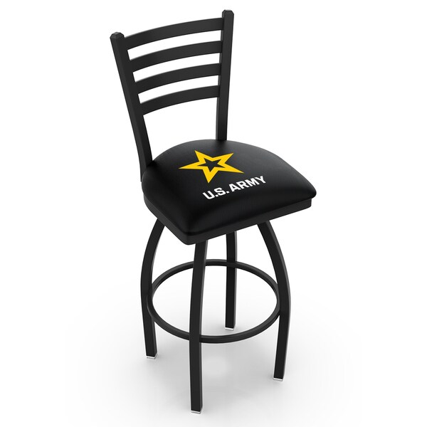 Holland Bar Stool Co 25" Blk Wrinkle U.S. Army Swivel Bar Stool, Ladder Back - L01425ARMY