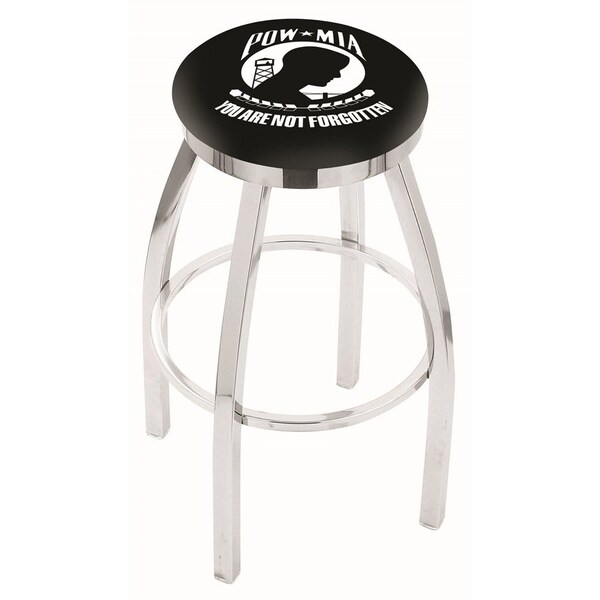 Holland Bar Stool Co 25" Chrome POW/MIA Swivel Bar Stool, Accent Ring - L8C2C25POWMIA