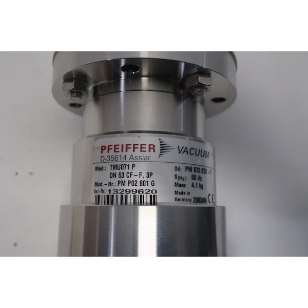 Pfeiffer Tc600 Turbo Molecular Stainless 24/48/72/140V-Dc Vacuum Pump - TMU-071 P DN 63 CF-F