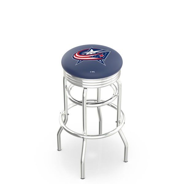 Holland Bar Stool Co 30" Chrome 2-Ring Columbus Blue Jackets Swivel Bar Stool, Accent Ring - L7C3C30COLBLU