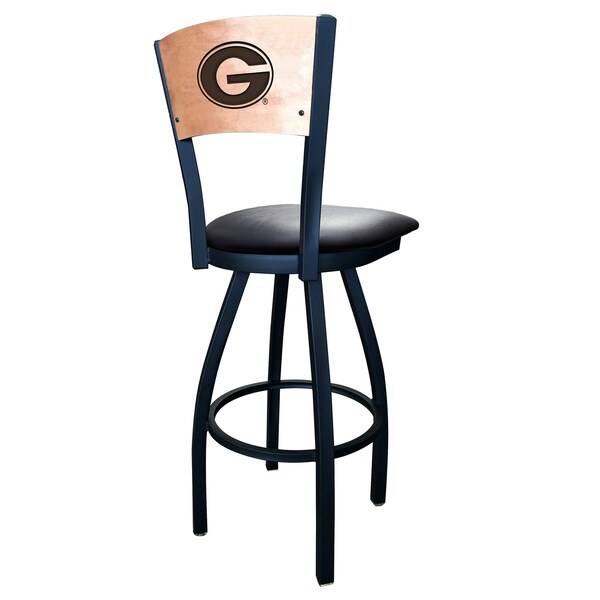 Holland Bar Stool Co 25" Blk Wrinkle Georgia "G" Swivel Bar Stool, Laser Engraved Back - L03825BWMEDMPLAGA-GBLKVINYL
