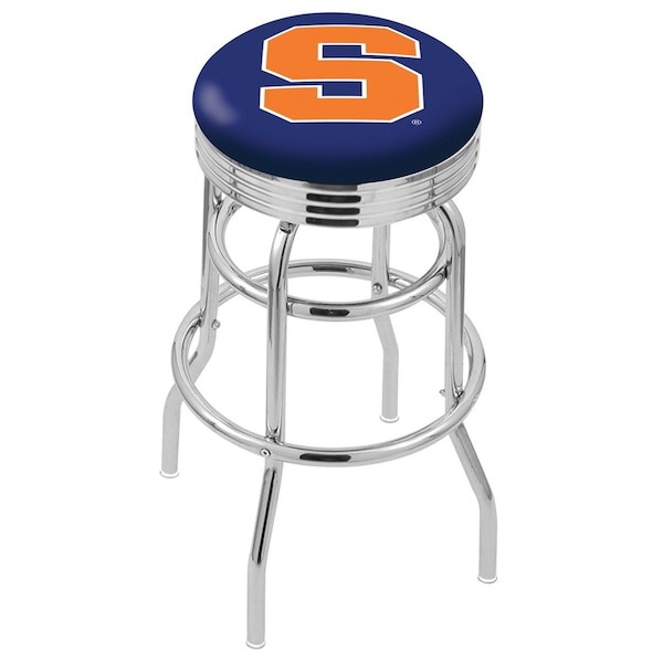 Holland Bar Stool Co 25" Chrome 2-Ring Syracuse Swivel Bar Stool, Accent Ring - L7C3C25SYRCSE