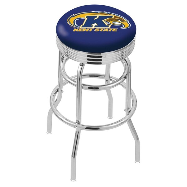 Holland Bar Stool Co 30" Chrome 2-Ring Kent State Swivel Bar Stool, Accent Ring - L7C3C30KENTST