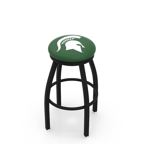 Holland Bar Stool Co 25" Blk Wrinkle Michigan State Swivel Bar Stool, Accent Ring - L8B2B25MICHST