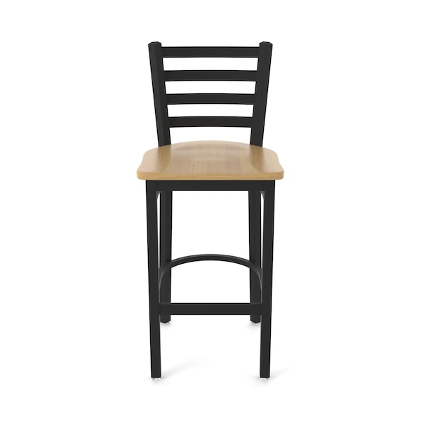 Holland Bar Stool Co 30" Stationary Bar Stool, Black Wrinkle, Nat Maple Seat - 40030BWNATMPL