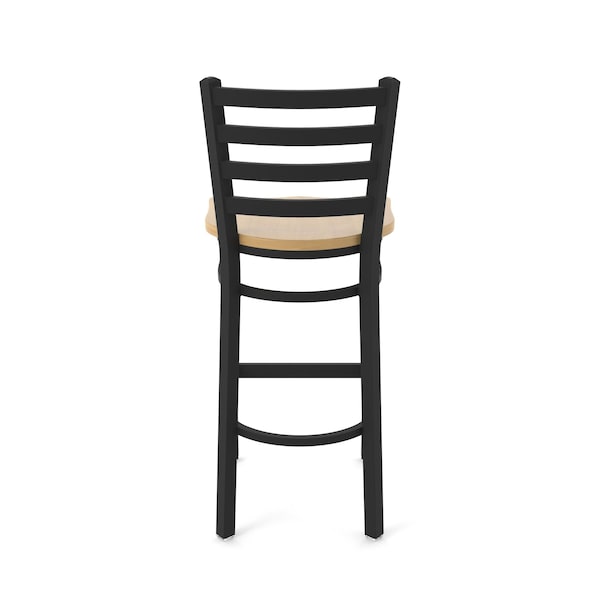 Holland Bar Stool Co 30" Stationary Bar Stool, Black Wrinkle, Nat Maple Seat - 40030BWNATMPL