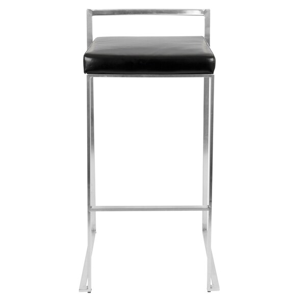 Lumisource Fuji Stackable Barstool with Black Faux Leather, PK 2 - BS-FUJI BK2