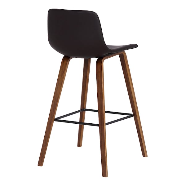Armen Living Maddie Contemporary 26" Barstool in Walnut Wood Finish and Brown Faux Leather - LCMDBAWABR26