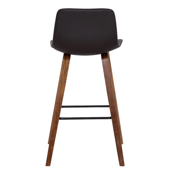 Armen Living Maddie Contemporary 26" Barstool in Walnut Wood Finish and Brown Faux Leather - LCMDBAWABR26