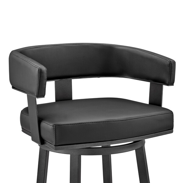 Armen Living Lorin 30" Bar Height Swivel Bar Stool in Black Finish and Black Faux Leather - LCLRBABLBL30