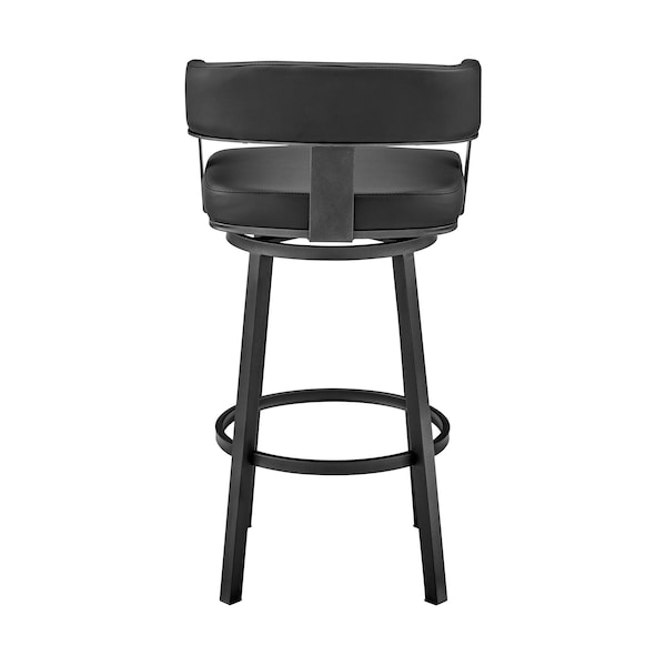 Armen Living Lorin 30" Bar Height Swivel Bar Stool in Black Finish and Black Faux Leather - LCLRBABLBL30