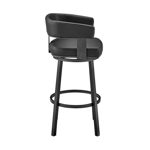 Armen Living Lorin 30" Bar Height Swivel Bar Stool in Black Finish and Black Faux Leather - LCLRBABLBL30
