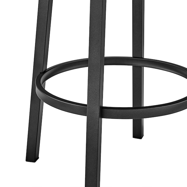 Armen Living Lorin 30" Bar Height Swivel Bar Stool in Black Finish and Black Faux Leather - LCLRBABLBL30