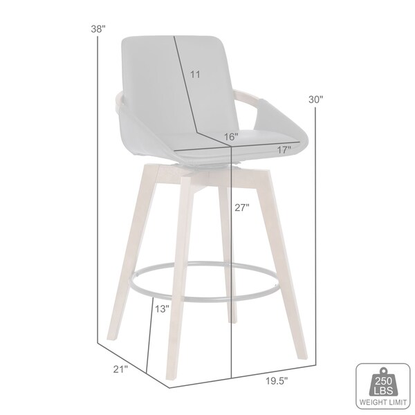 Armen Living Baylor 26" Cream Faux Leather and Walnut Wood Swivel Bar Stool - LCBABAWACR26