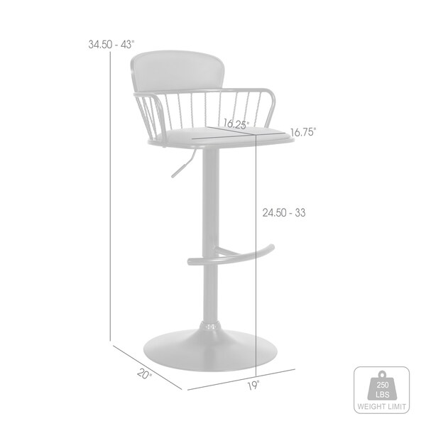 Armen Living Nash Adjustable Black Wood Bar Stool in Gray Faux Leather with Black Metal - LCNABABLKGRY