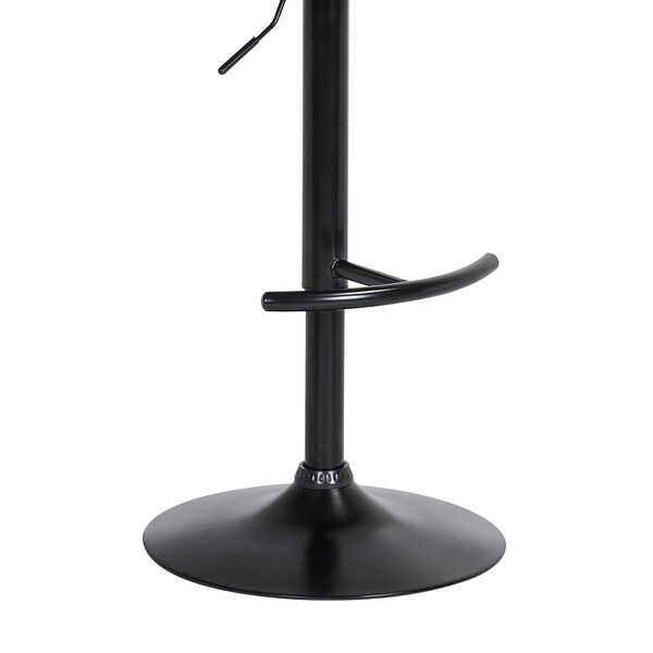 Armen Living Nash Adjustable Black Wood Bar Stool in Gray Faux Leather with Black Metal - LCNABABLKGRY