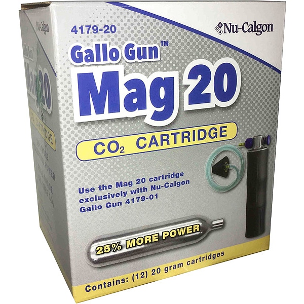 Nu-Calgon CO2 Cartridge, 9 1/2 in L, 800 psi, PK12 - 4179-20
