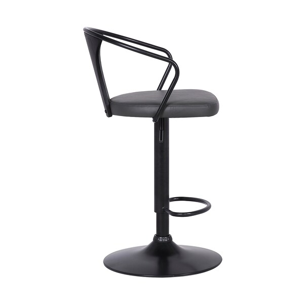 Armen Living Eagle Adjustable Height Swivel Gray Faux Leather and Black Wood Bar Stool with Black Metal Base - LCEASWBABLGR
