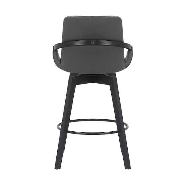 Armen Living Baylor 26" Gray Faux Leather and Black Wood Swivel Bar Stool - LCBABABLGR26