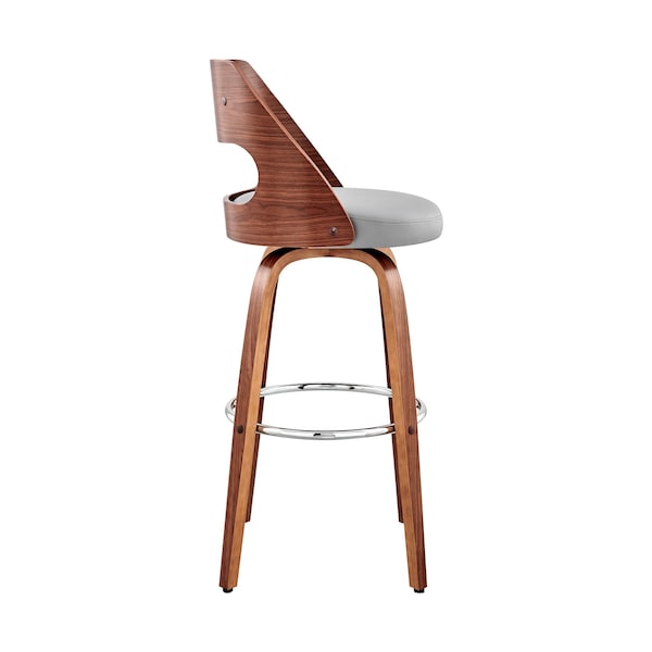 Armen Living Julius 26" Gray Faux Leather and Walnut Wood Bar Stool - LCJUBAWAGR26