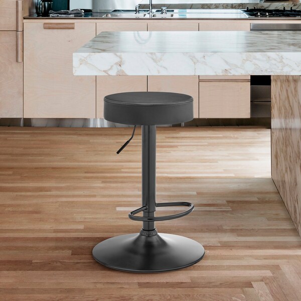 Armen Living Dax Backless Dark Gray Faux Leather Adjustable Height Bar Stool - LCDXBABLGR
