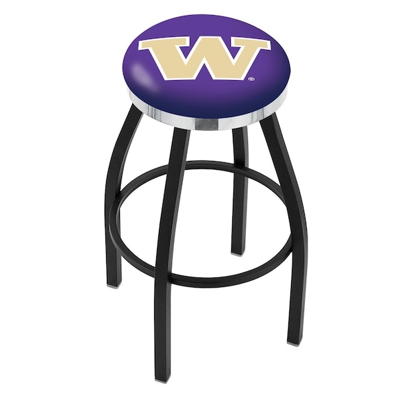 Holland Bar Stool Co 30" Blk Wrinkle Washington Swivel Bar Stool, Chrome Ring - L8B2C30WASHUN