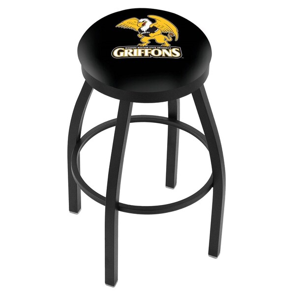 Holland Bar Stool Co 25" Blk Wrinkle Missouri Western State Swivel Bar Stool, Accent Ring - L8B2B25MOWST