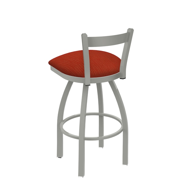 Holland Bar Stool Co 30" Low Back Swivel Bar Stool, Nickel Finish, Graph Poppy Seat - 82130AN021