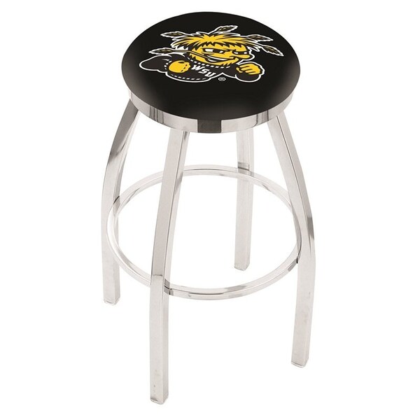 Holland Bar Stool Co 25" Chrome Wichita State Swivel Bar Stool, Accent Ring - L8C2C25WICHST