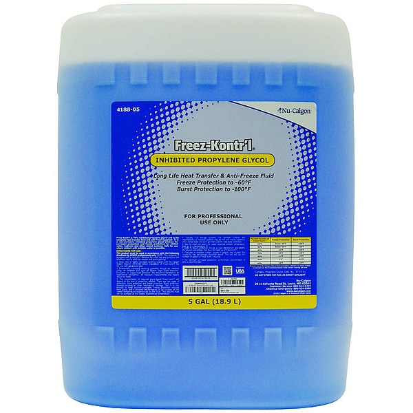Nu-Calgon Freez-Kontr'l Inhibited Propylene Glycol, Liquid, 5 gal Tote, Blue, -60 to 230 Degrees F - 4188-05