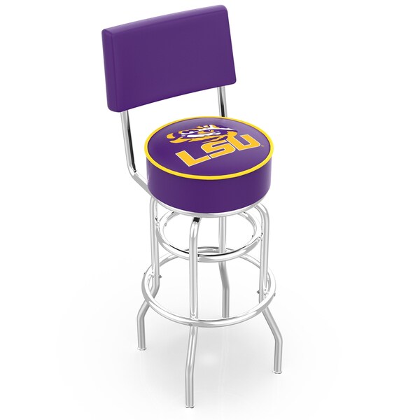Holland Bar Stool Co 25" Chrome 2-Ring Louisiana State Swivel Bar Stool, Back - L7C425LASTUN